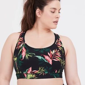 Torrid Black & Green Tropical Sports Bra